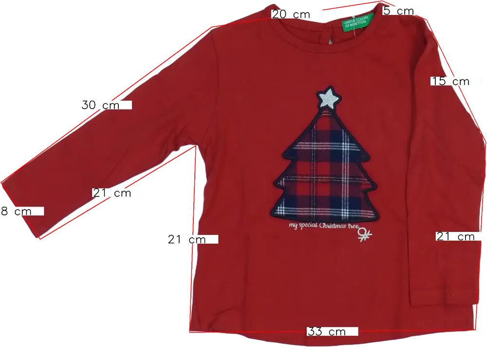 Piros Benetton Hosszú ujjú felső EU 92 / UK 2 év / US 2T