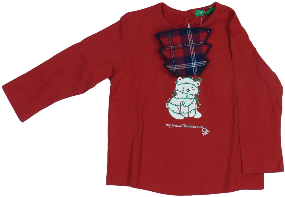 Piros Benetton Hosszú ujjú felső EU 86 / UK 12-18 hónap / US 18 hónap