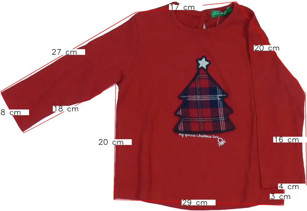 Piros Benetton Hosszú ujjú felső EU 86 / UK 12-18 hónap / US 18 hónap