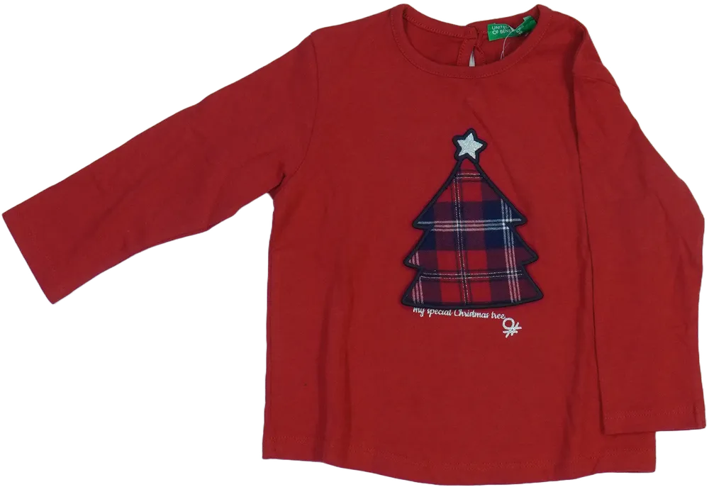 Piros Benetton Hosszú ujjú felső EU 86 / UK 12-18 hónap / US 18 hónap