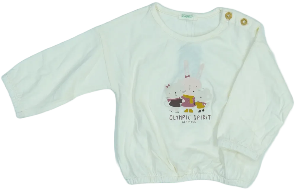 Fehér Benetton Hosszú ujjú felső EU 68 / UK 3-6 hónap / US 3-6 hónap