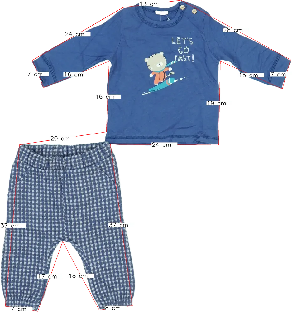 Kék Benetton 2 részes szett - Felsőruházat és nadrág EU 74 / UK 6-9 hónap / US 6-9 hónap