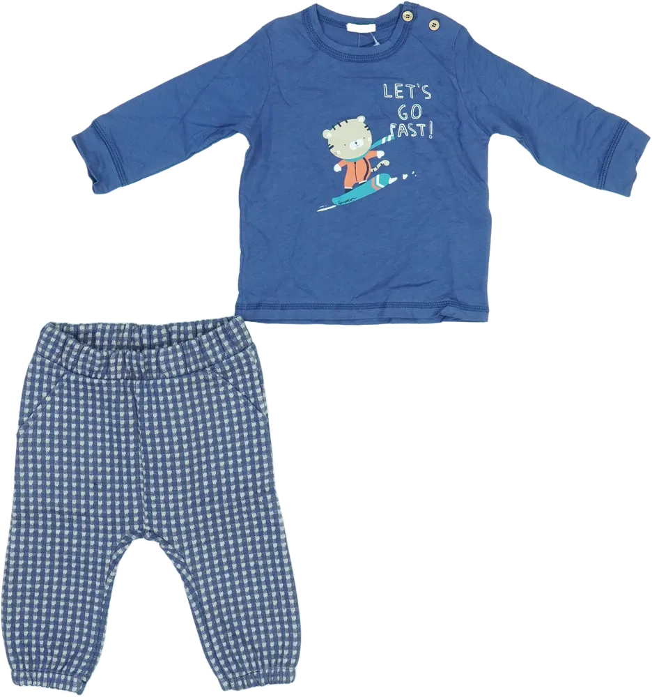 Kék Benetton 2 részes szett - Felsőruházat és nadrág EU 74 / UK 6-9 hónap / US 6-9 hónap