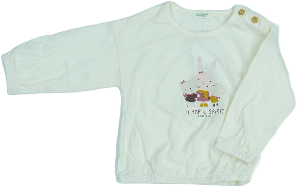 Fehér Benetton Hosszú ujjú felső EU 74 / UK 6-9 hónap / US 6-9 hónap