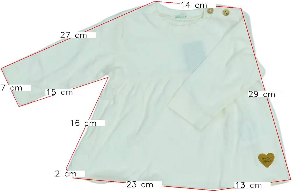Fehér Benetton Ruha EU 68 / UK 3-6 hónap / US 3-6 hónap