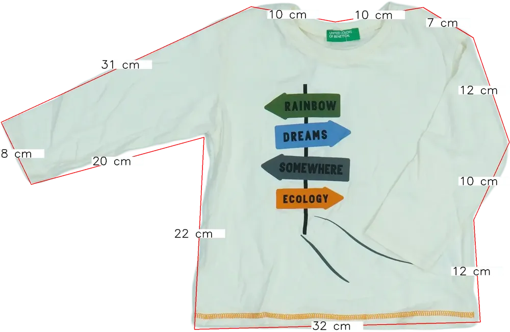Fehér Benetton Hosszú ujjú felső EU 86 / UK 12-18 hónap / US 18 hónap