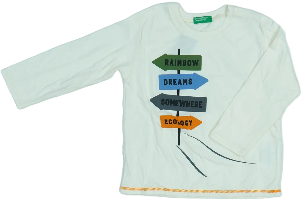 Fehér Benetton Hosszú ujjú felső EU 92 / UK 2 év / US 2T