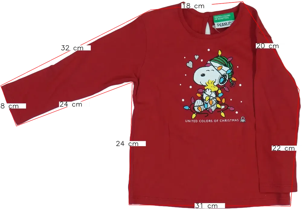 Bordó Benetton Hosszú ujjú felső EU 92 / UK 2 év / US 2T