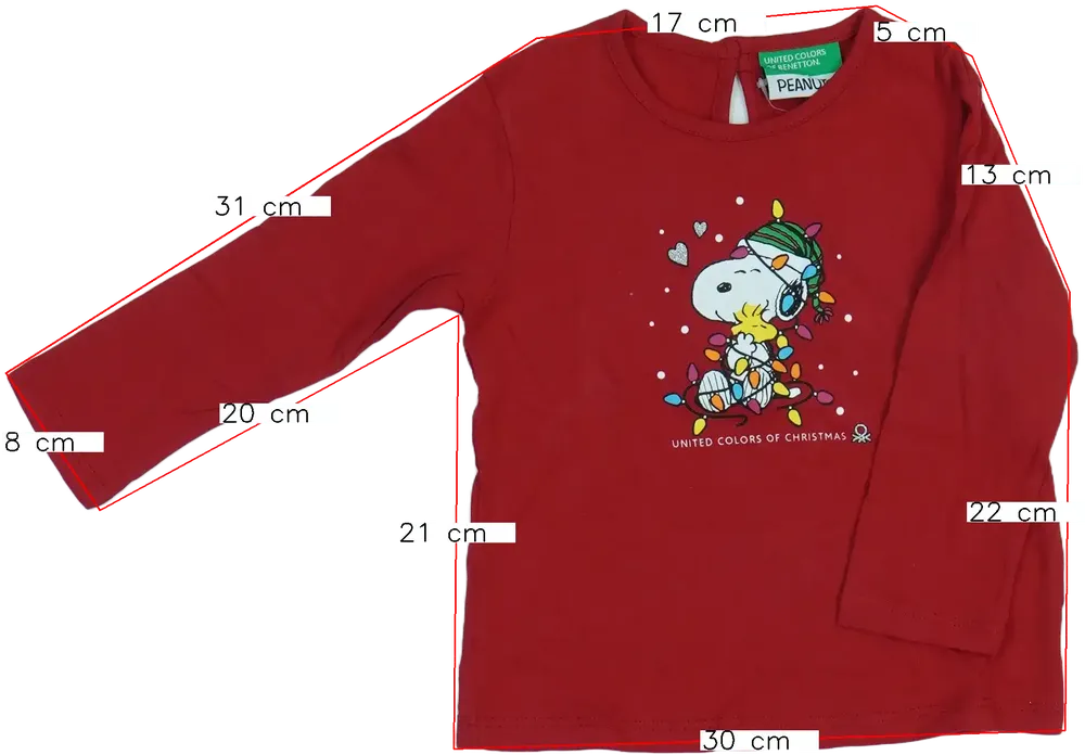 Bordó Benetton Hosszú ujjú felső EU 86 / UK 12-18 hónap / US 18 hónap