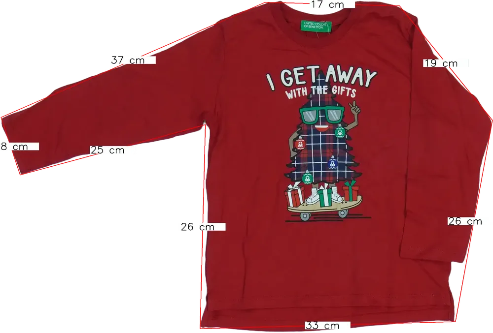 Bordó Benetton Hosszú ujjú felső EU 92 / UK 2 év / US 2T