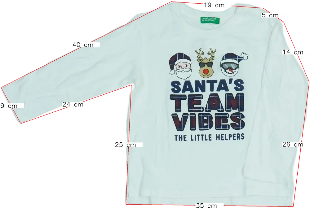 Fehér Benetton Hosszú ujjú felső EU 98 / UK 3 év / US 3T