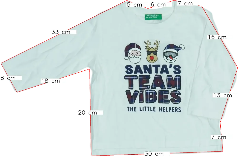 Fehér Benetton Hosszú ujjú felső EU 80 / UK 9-12 hónap / US 12 hónap