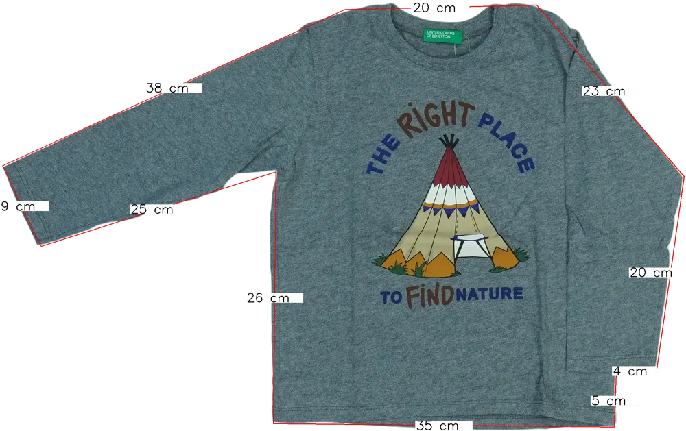 Szürke Benetton Hosszú ujjú felső EU 98 / UK 3 év / US 3T