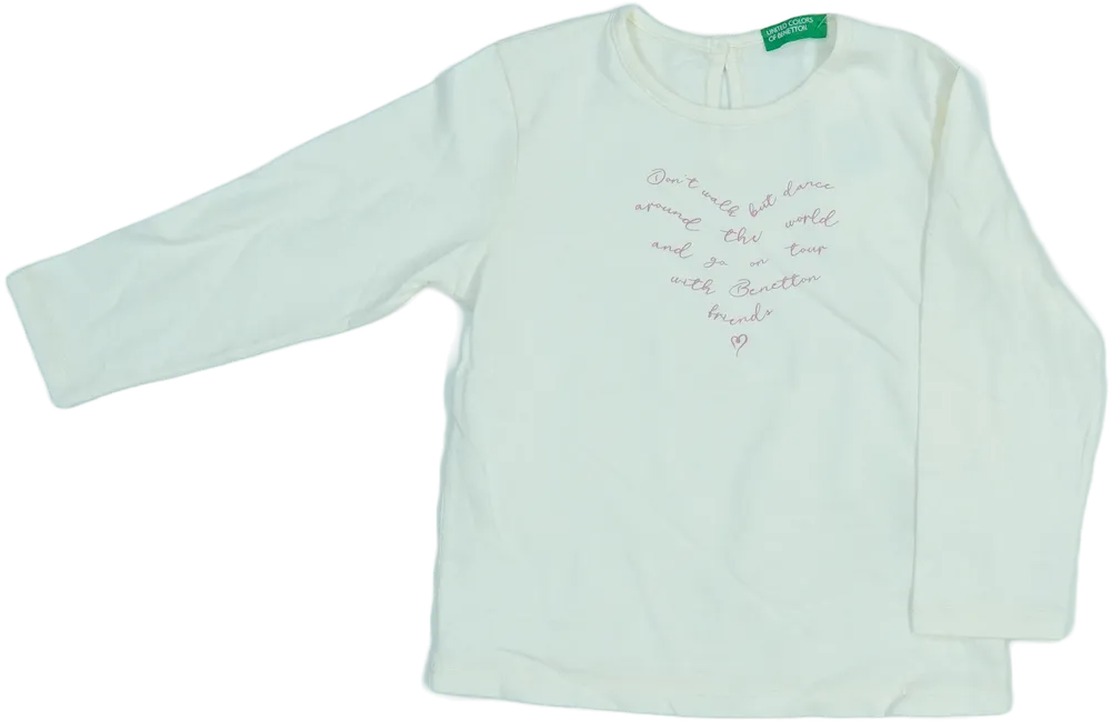 Fehér Benetton Hosszú ujjú felső EU 92 / UK 2 év / US 2T