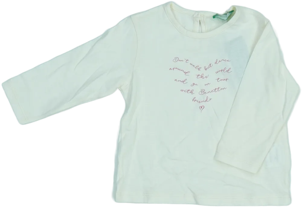 Fehér Benetton Hosszú ujjú felső EU 74 / UK 6-9 hónap / US 6-9 hónap