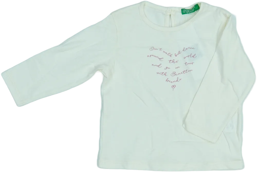 Fehér Benetton Hosszú ujjú felső EU 80 / UK 9-12 hónap / US 12 hónap