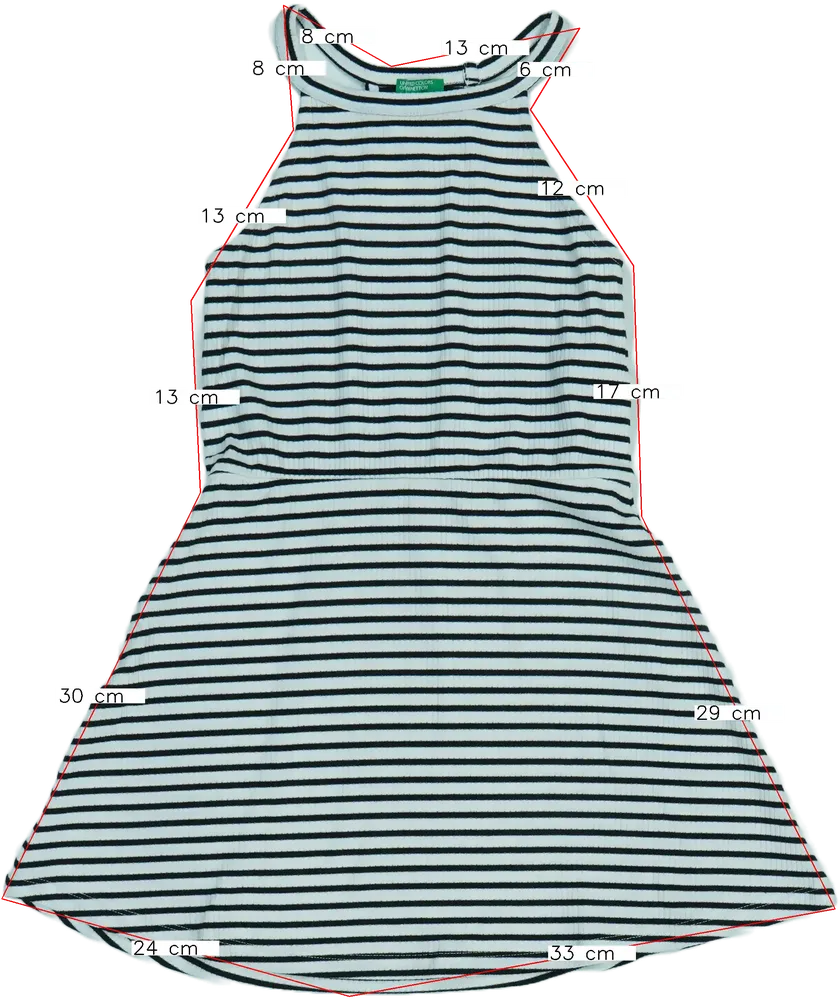 Fehér Benetton Ruha EU 128 / UK 8 év / US 8 év/M