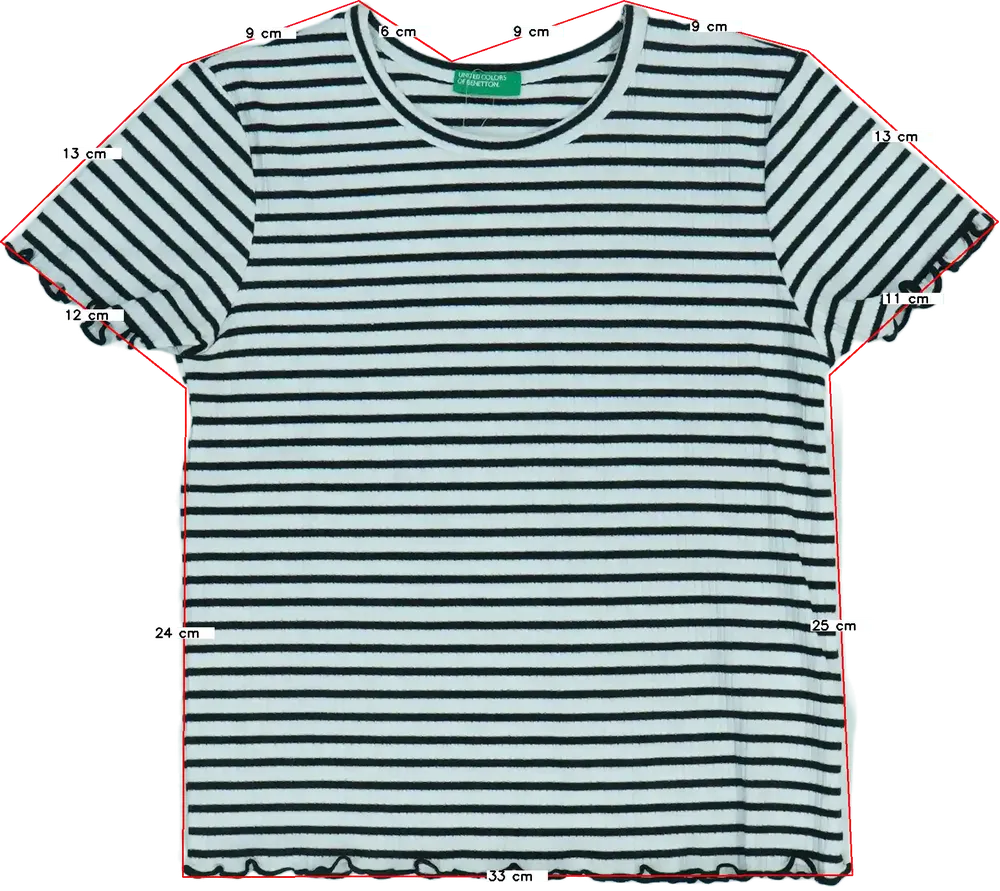 Fehér Benetton Póló EU 128 / UK 8 év / US 8 év/M