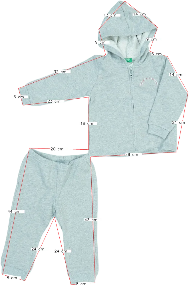 Grey Benetton 2-piece set - Top &amp; Bottom EU 86 / UK 12-18 months / US 18 months