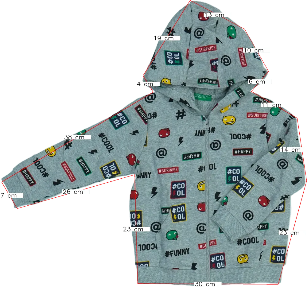 Szürke Benetton Kapucnis pulóver EU 104 / UK 4 év / US 4T/XS