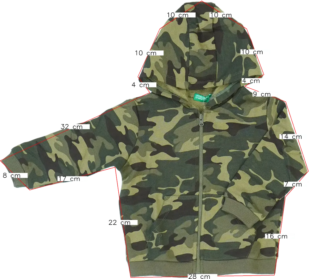 Terepszínű Benetton Kapucnis pulóver EU 92 / UK 2 év / US 2T