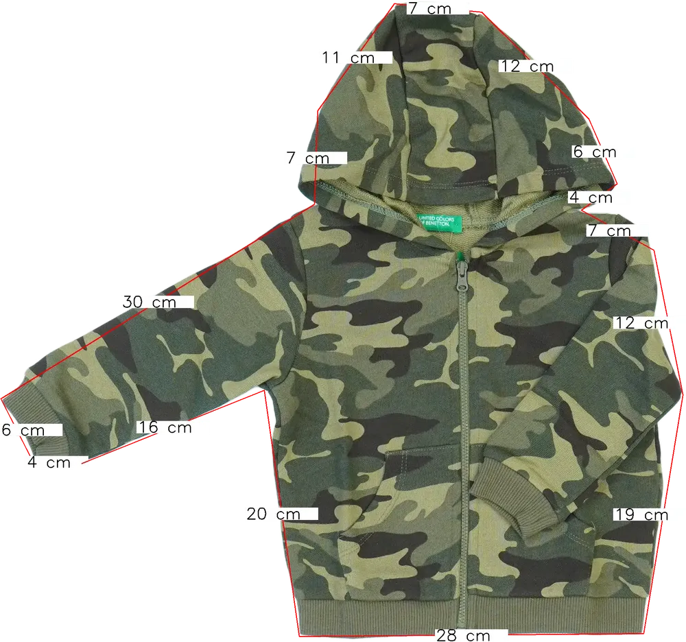 Terepszínű Benetton Kapucnis pulóver EU 86 / UK 12-18 hónap / US 18 hónap