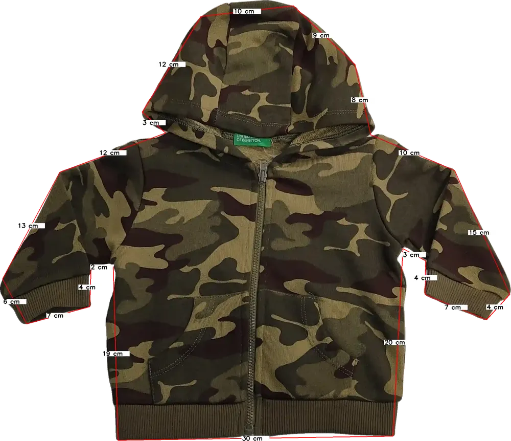 Zöld Benetton Kapucnis pulóver EU 68 / UK 3-6 hónap / US 3-6 hónap