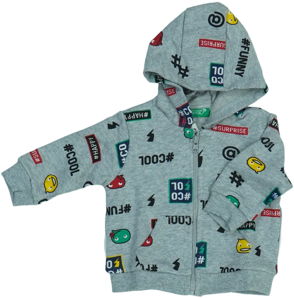 Szürke Benetton Kapucnis pulóver EU 68 / UK 3-6 hónap / US 3-6 hónap