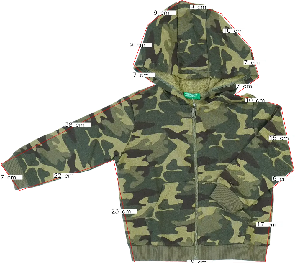 Terepszínű Benetton Kapucnis pulóver EU 98 / UK 3 év / US 3T