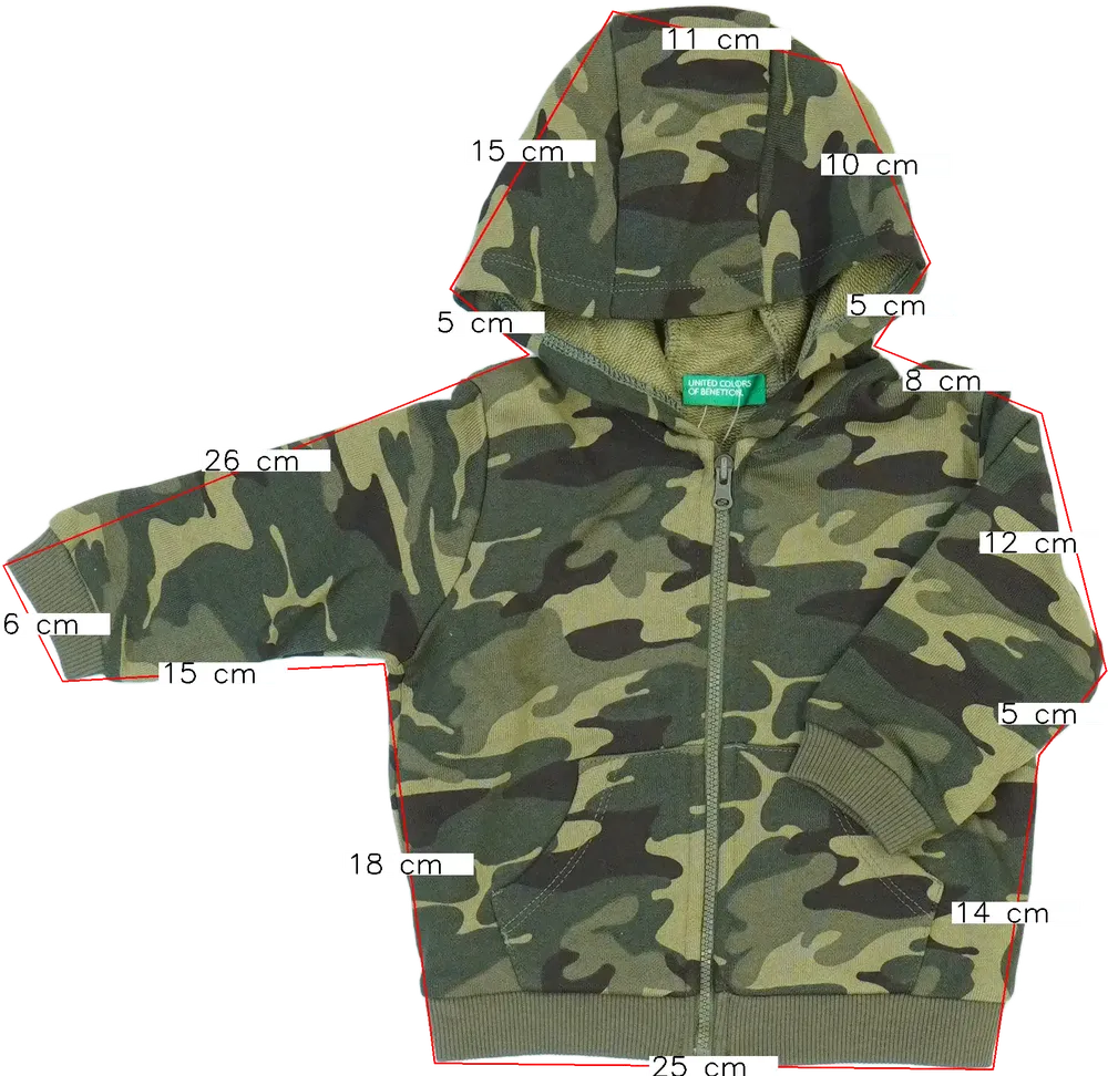 Terepszínű Benetton Kapucnis pulóver EU 80 / UK 9-12 hónap / US 12 hónap