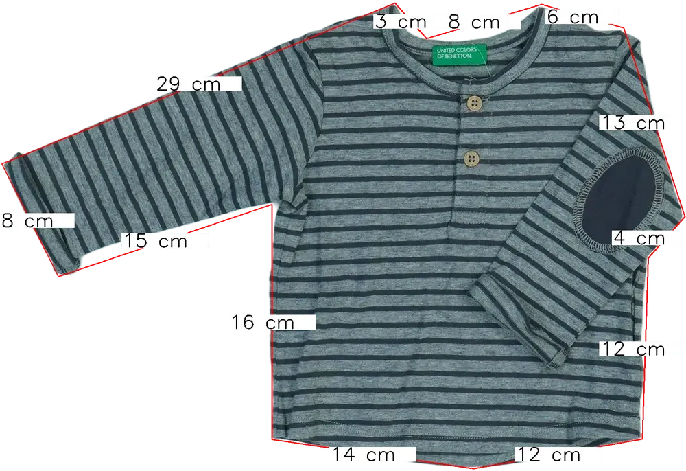 Szürke Benetton Hosszú ujjú felső EU 68 / UK 3-6 hónap / US 3-6 hónap