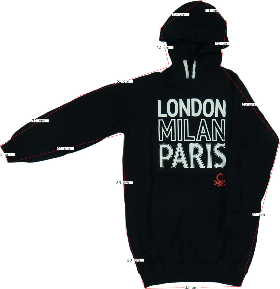 Fekete Benetton Kapucnis pulóver EU 152 / UK 12 év / US 12 év/L