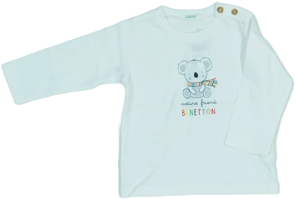 Fehér Benetton Hosszú ujjú felső EU 74 / UK 6-9 hónap / US 6-9 hónap