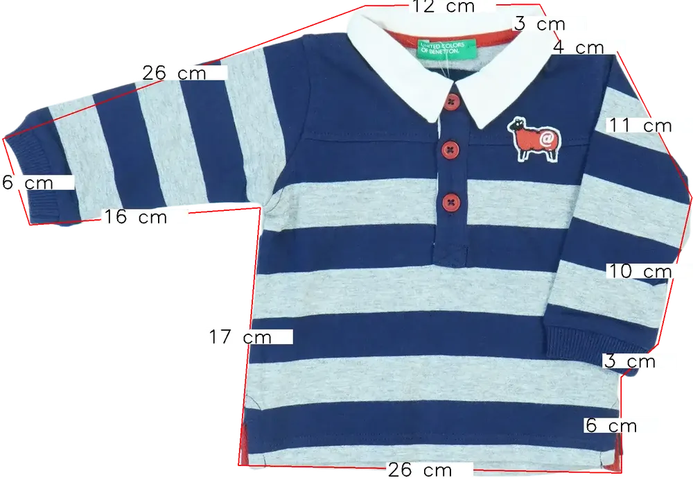 Szürke Benetton Galléros póló EU 68 / UK 3-6 hónap / US 3-6 hónap