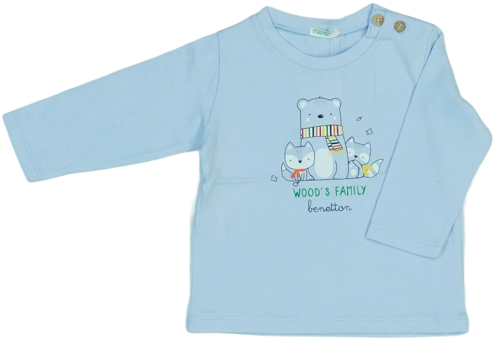 Kék Benetton Hosszú ujjú felső EU 68 / UK 3-6 hónap / US 3-6 hónap