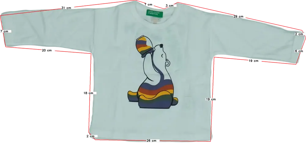 Fehér Benetton Hosszú ujjú felső EU 68 / UK 3-6 hónap / US 3-6 hónap