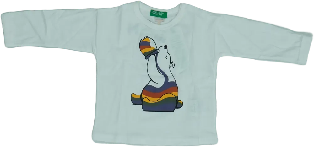 Fehér Benetton Hosszú ujjú felső EU 68 / UK 3-6 hónap / US 3-6 hónap