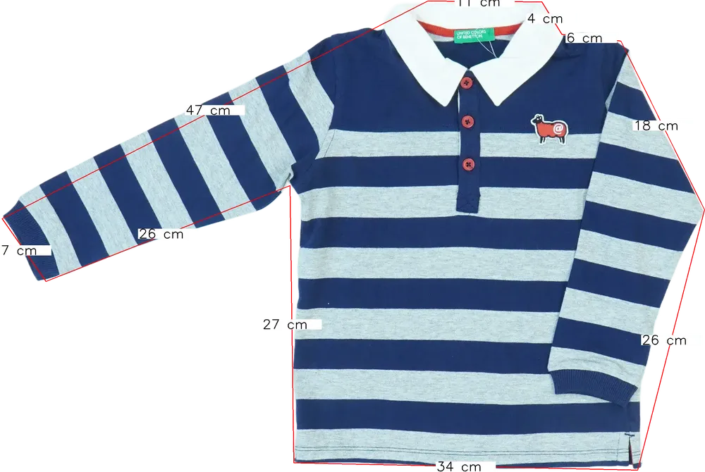 Szürke Benetton Galléros póló EU 104 / UK 4 év / US 4T/XS