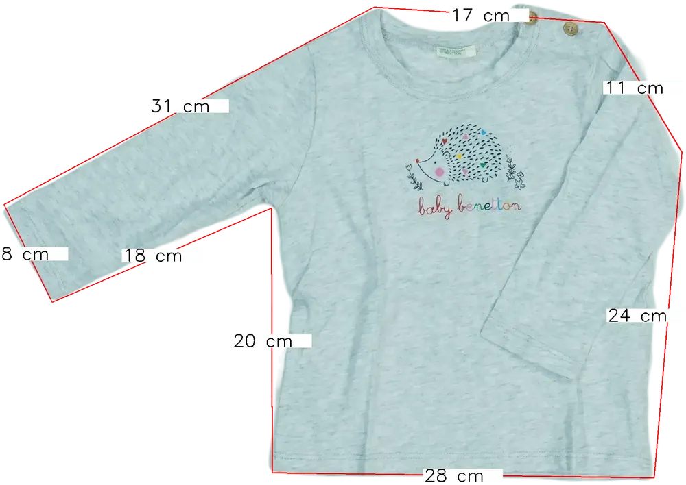 Szürke Benetton Hosszú ujjú felső EU 80 / UK 9-12 hónap / US 12 hónap