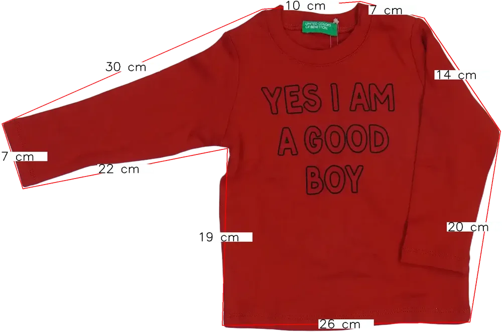 Piros Benetton Hosszú ujjú felső EU 80 / UK 9-12 hónap / US 12 hónap