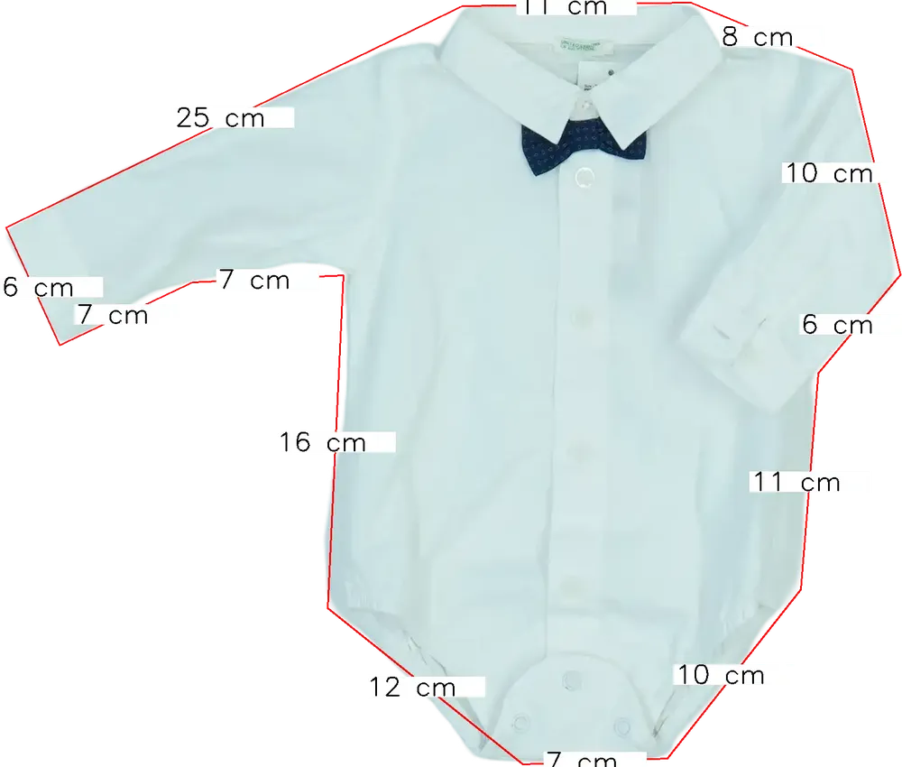 Fehér Benetton Hosszú ujjú body EU 62 / UK 0-3 hónap / US 0-3 hónap