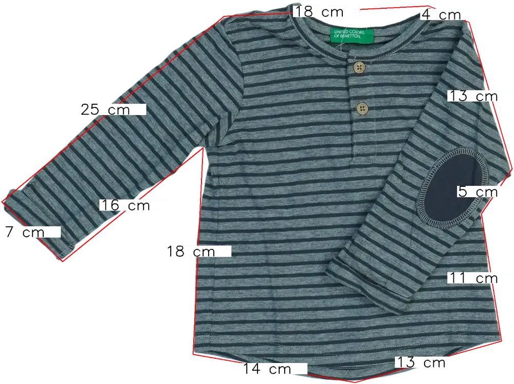 Szürke Benetton Hosszú ujjú felső EU 74 / UK 6-9 hónap / US 6-9 hónap