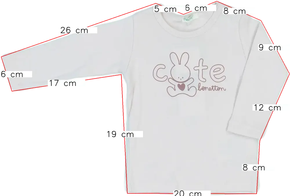 Rózsaszín Benetton Hosszú ujjú felső EU 62 / UK 0-3 hónap / US 0-3 hónap