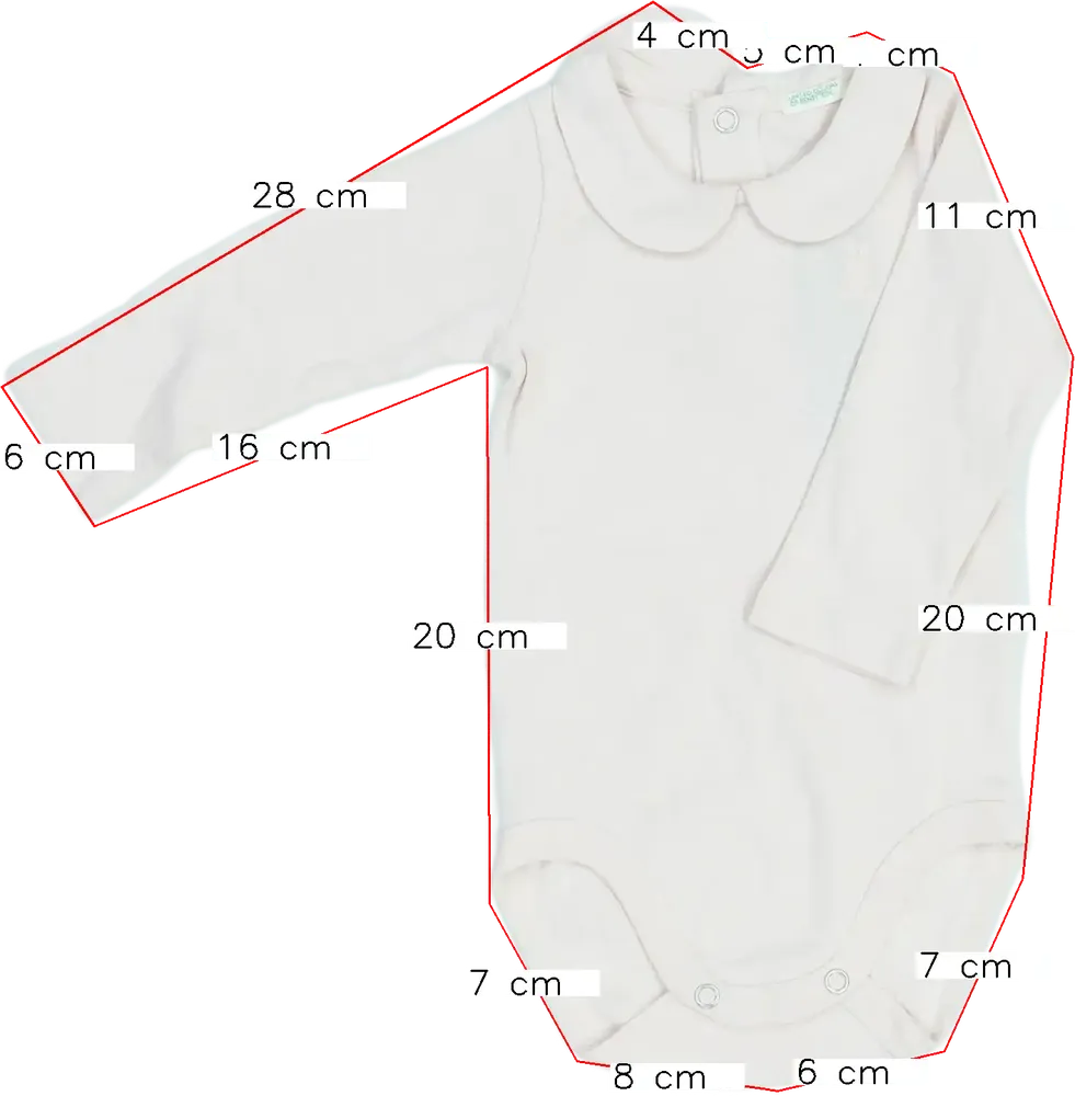 Rózsaszín Benetton Hosszú ujjú body EU 68 / UK 3-6 hónap / US 3-6 hónap