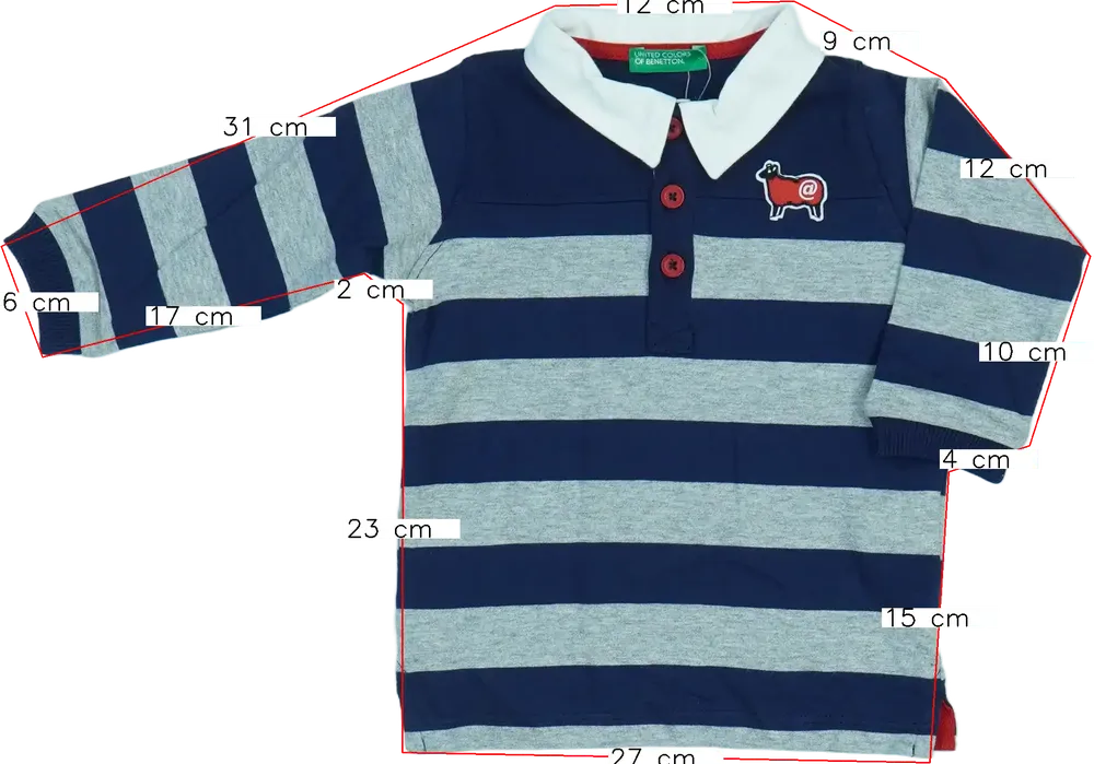 Szürke Benetton Galléros póló EU 80 / UK 9-12 hónap / US 12 hónap