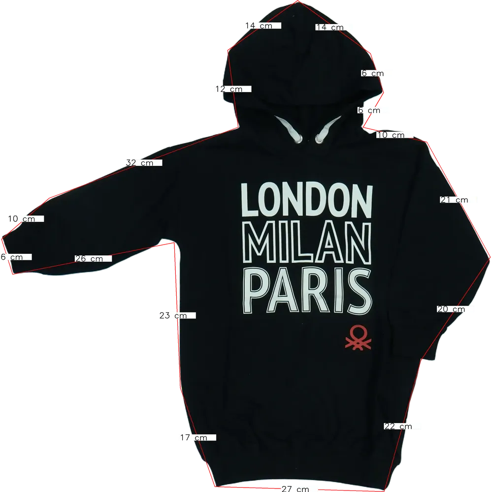 Fekete Benetton Kapucnis pulóver EU 110 / UK 5 év / US 5 év/XS