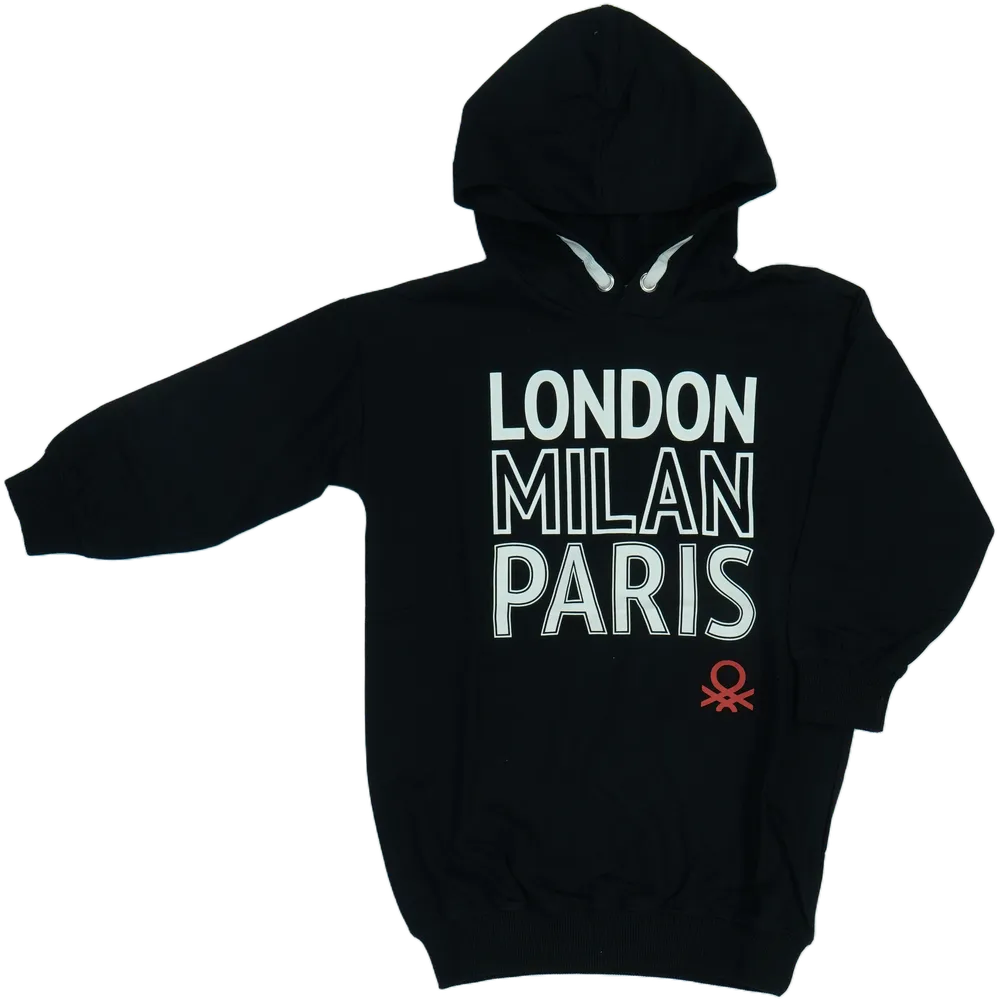 Fekete Benetton Kapucnis pulóver EU 110 / UK 5 év / US 5 év/XS