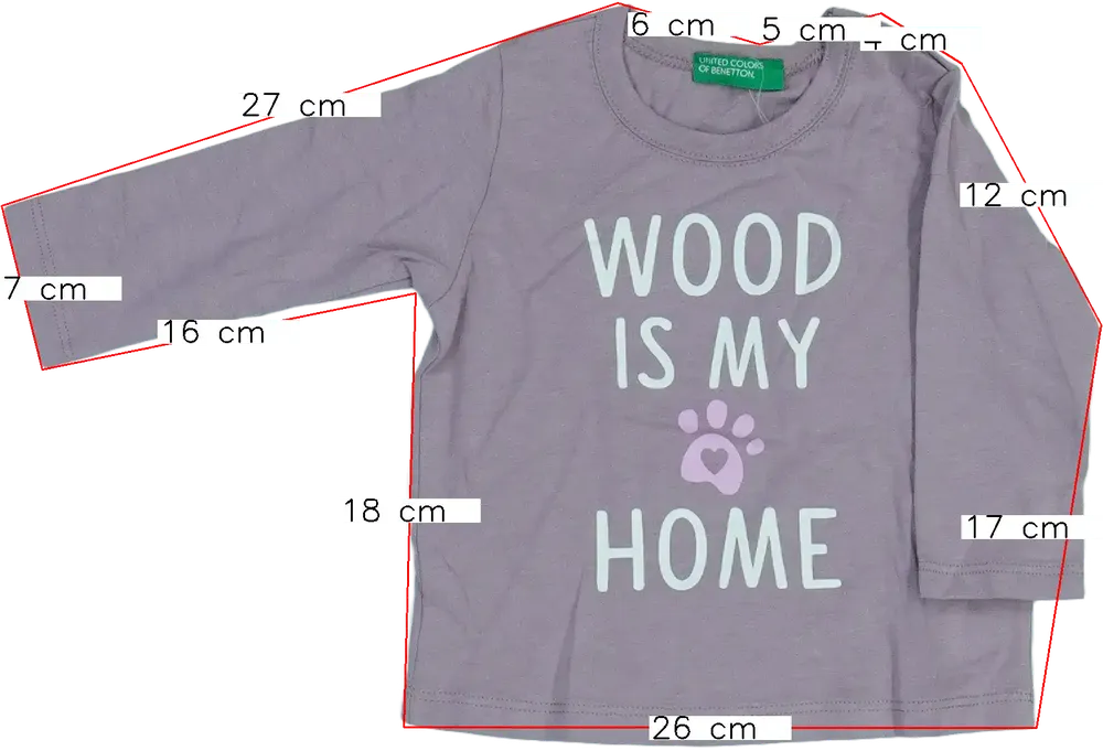 Lila Benetton Hosszú ujjú felső EU 68 / UK 3-6 hónap / US 3-6 hónap