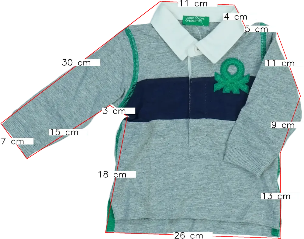 Szürke Benetton Galléros póló EU 74 / UK 6-9 hónap / US 6-9 hónap