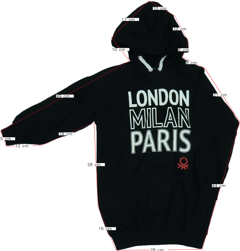 Fekete Benetton Kapucnis pulóver EU 122 / UK 7 év / US 7 év/M